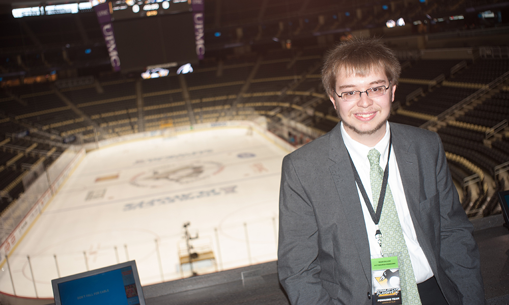 Pictured is SAEM student and Penguins intern Sean Dillon.